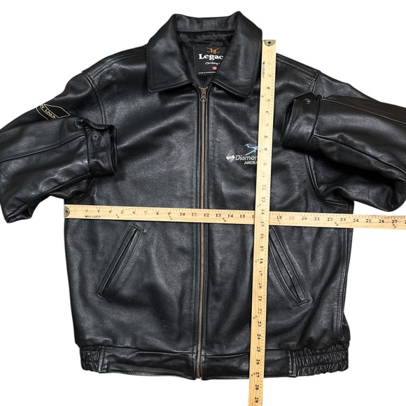 Vintage Diamond Aircraft Logo Aviator Bomber Leather Jacket Mens Large - Picture 15 of 15